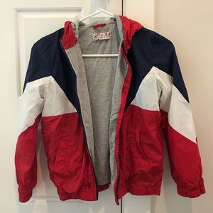 Girls red, white, blue windbreaker